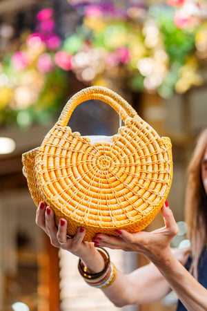 Bolso de Paja Natural Toquilla Amarillo Bolso de Paja Natural Toquilla Amarillo