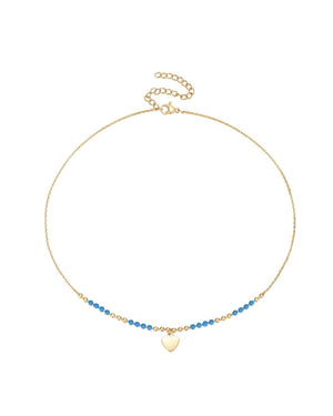 Collar Bolitas Corazón Turquesa Acero - Mamen Aceña Collar Bolitas Corazón Turquesa Acero - Mamen Aceña