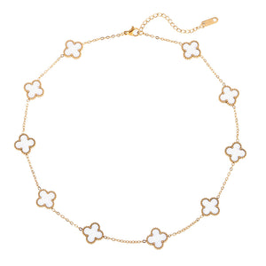 Collar Acero Tréboles Blanco Collar Acero Tréboles Blanco