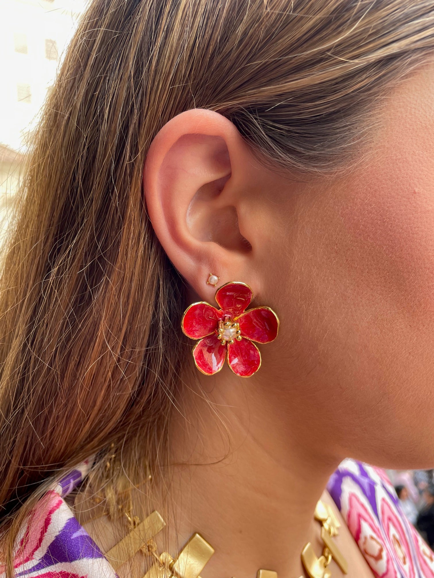 Pendientes Florita rojo