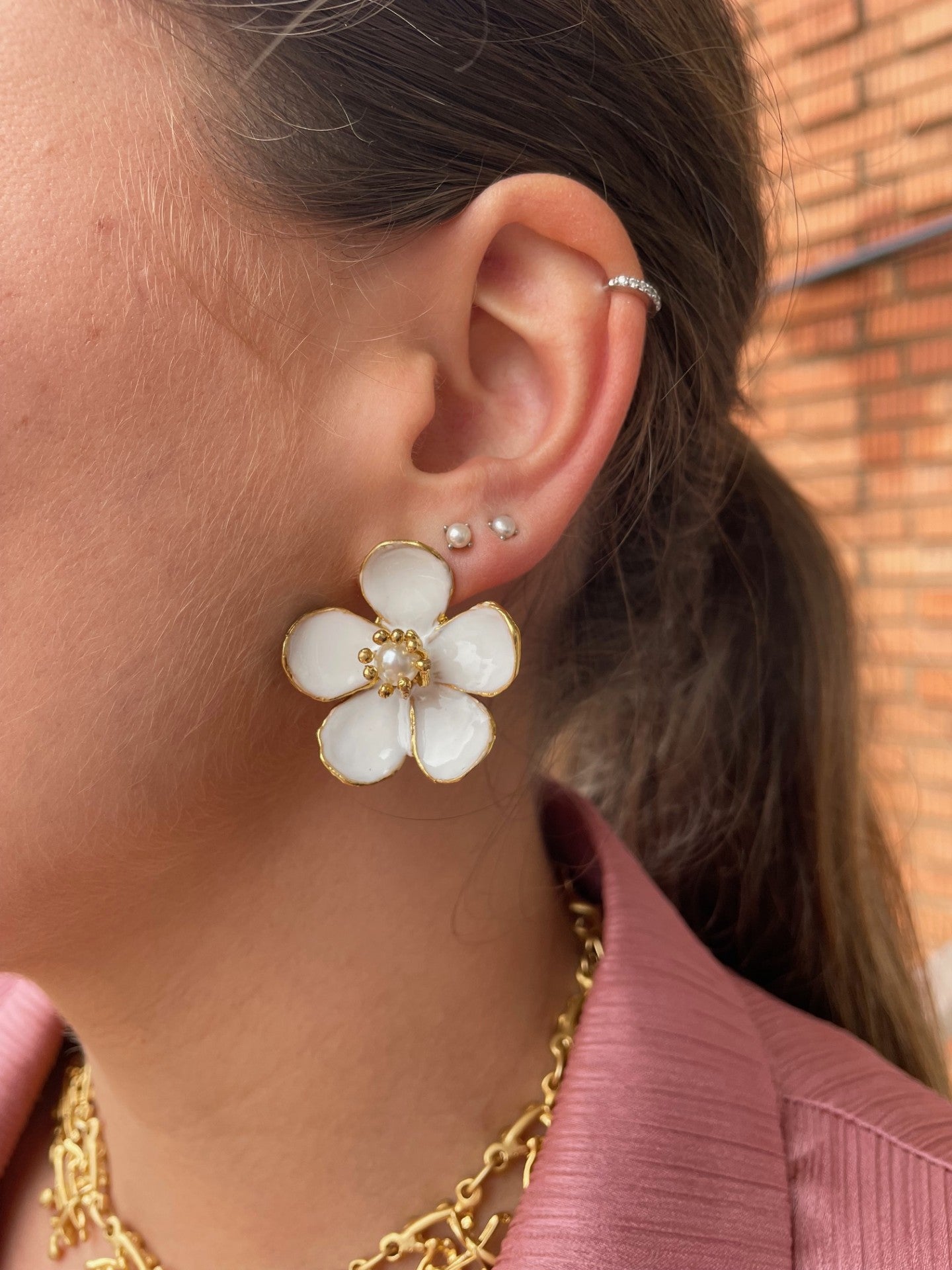 Pendientes Florita blanco