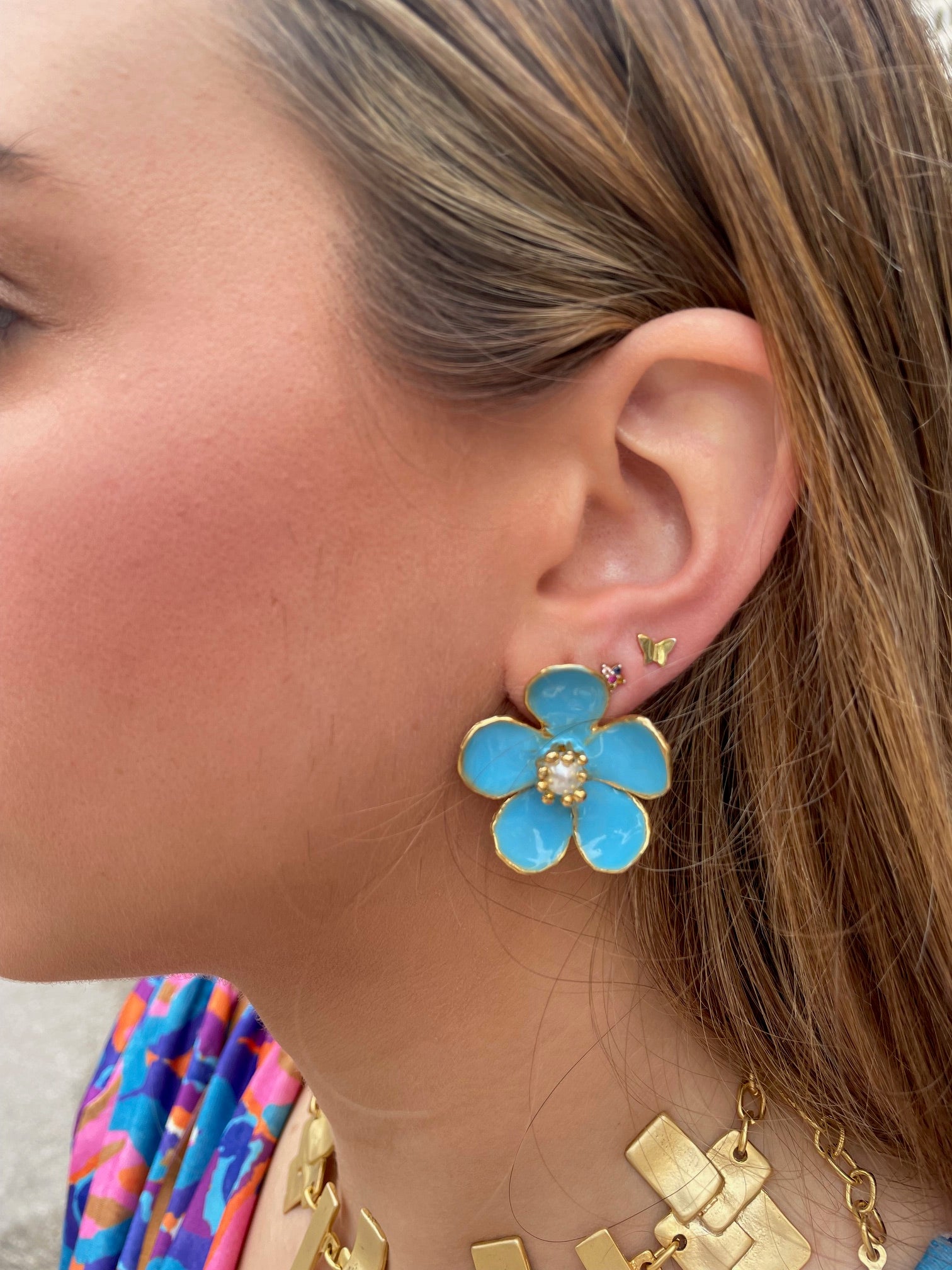 Pendientes Florita turquesa