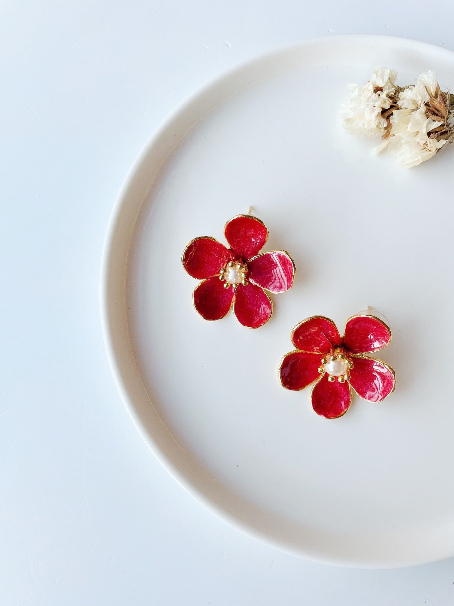 Pendientes Florita Rojo