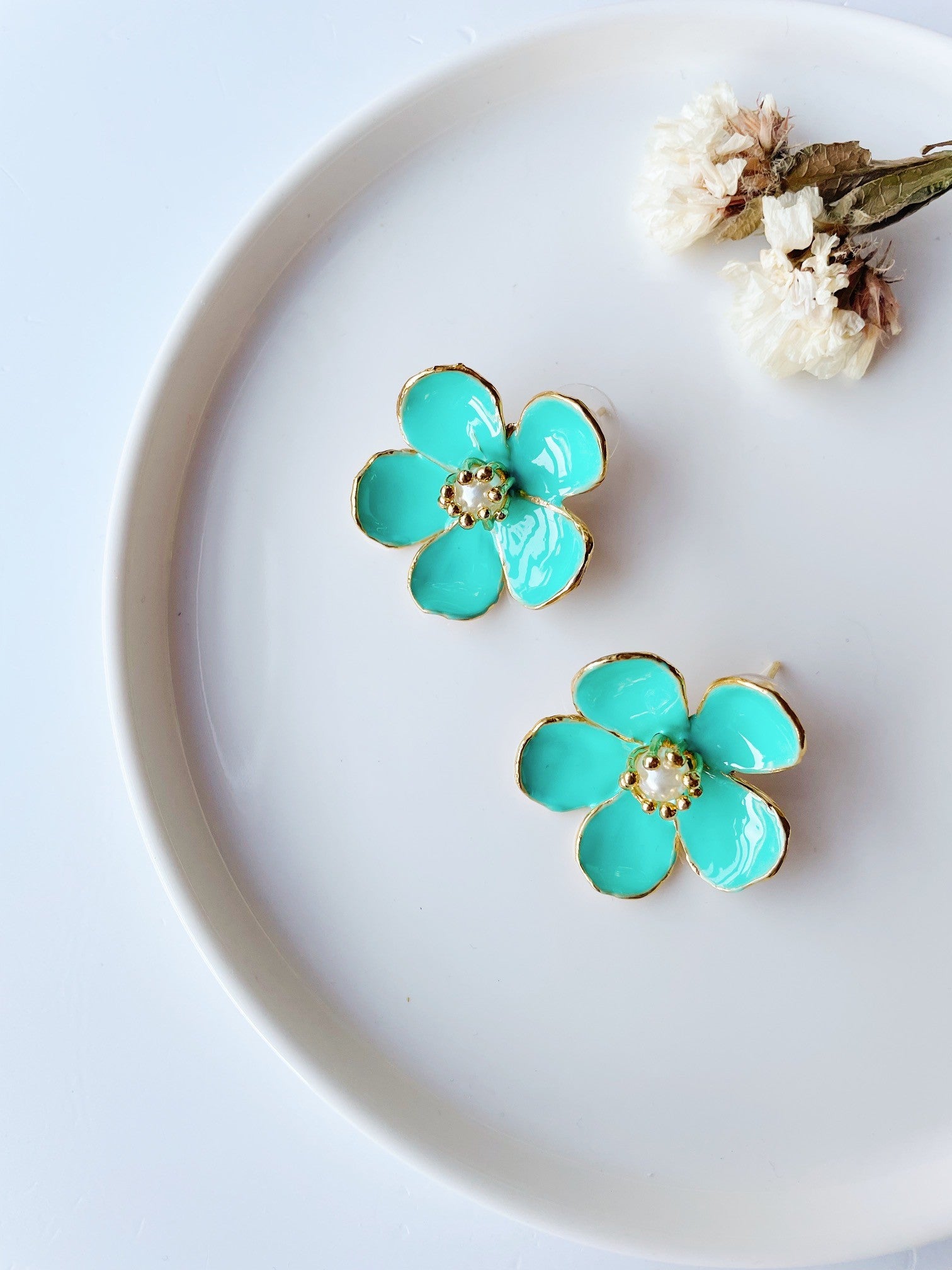 Pendientes Florita agua