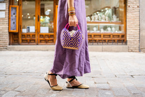 Bolso de Palma Natural Tetera ( Morado-Fucsia) Bolso de Palma Natural Tetera ( Morado-Fucsia)