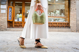 Bolso de Palma Natural Tetera ( Verde-Naranja) Bolso de Palma Natural Tetera ( Verde-Naranja)