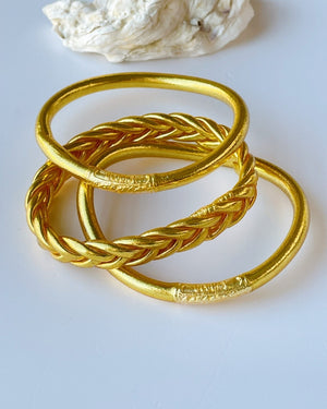 Pack 3 Pulseras Pan de Oro Clásica y Trenzada Pack 3 Pulseras Pan de Oro Clásica y Trenzada