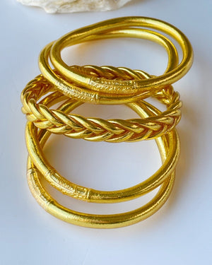 Pack 7 Pulseras Pan de Oro Clásica y Trenzada - Mamen Aceña Pack 7 Pulseras Pan de Oro Clásica y Trenzada - Mamen Aceña