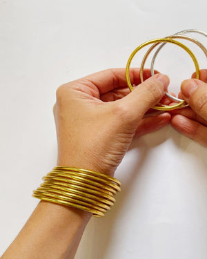 Pack 7 Pulseras Pan de Oro Fina Pack 7 Pulseras Pan de Oro Fina