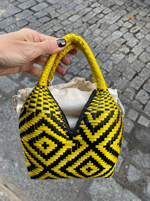 Bolso de Palma Natural Tetera ( Amarillo-Negro) Bolso de Palma Natural Tetera ( Amarillo-Negro)