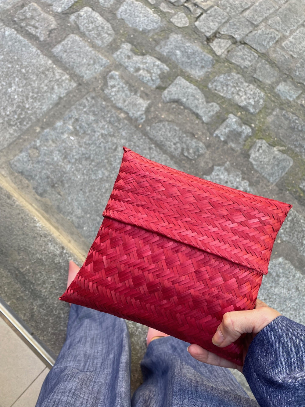 Bolso de mano Palma Natural Rojo