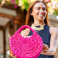Bolso de Paja Natural Toquilla Fucsia