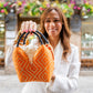 Bolso de Palma Natural Tetera ( Negro-Naranja)