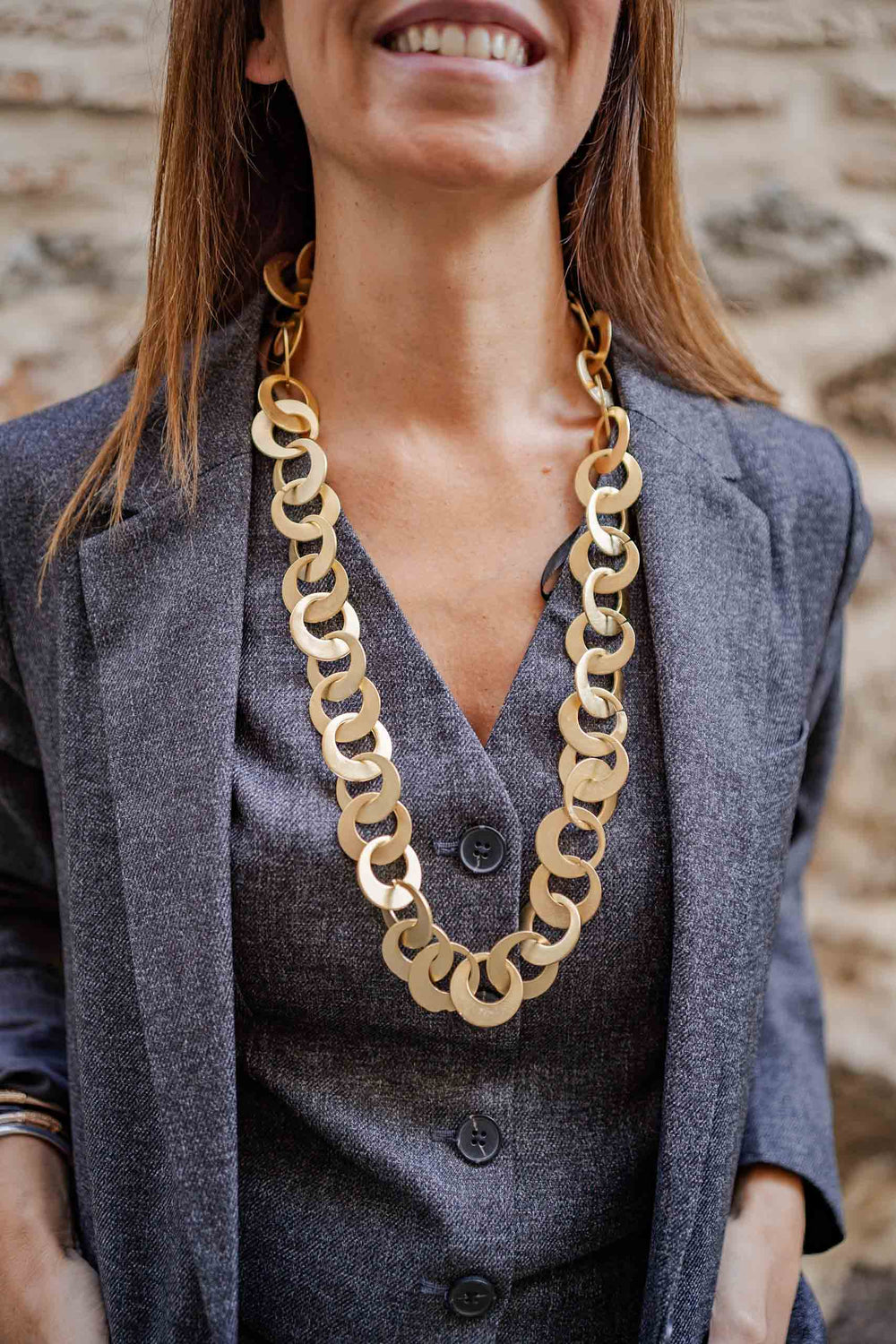 Collar Linked Disk chapado en oro