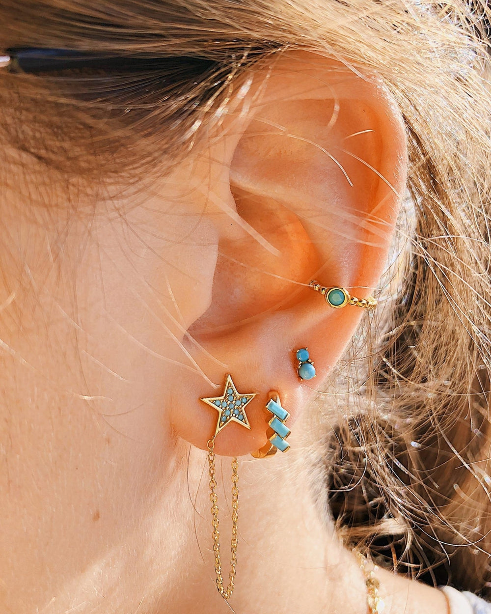 Ear Cuff Botón Turquesa - Mamen Aceña