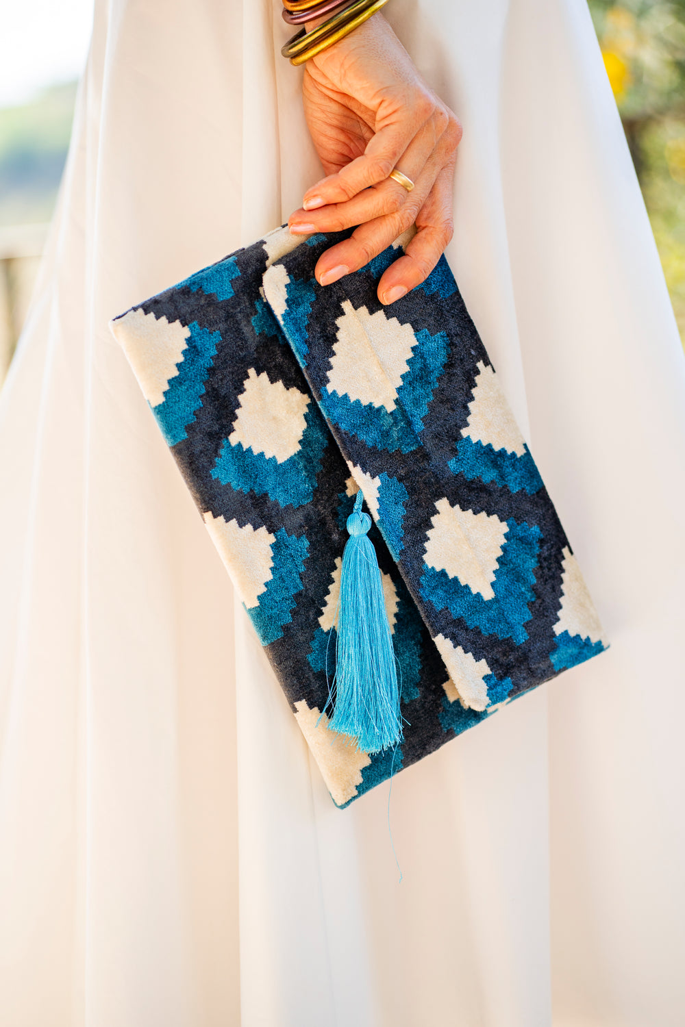 Cartera Ikat Blue Velvet