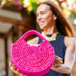 Bolso de Paja Natural Toquilla Fucsia