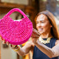 Bolso de Paja Natural Toquilla Fucsia