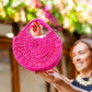 Bolso de Paja Natural Toquilla Fucsia