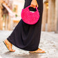Bolso de Paja Natural Toquilla Fucsia