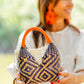Bolso de Palma Natural Tetera ( Azul Marino-Naranja)