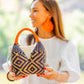 Bolso de Palma Natural Tetera ( Azul Marino-Naranja)