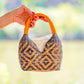 Bolso de Palma Natural Tetera ( Azul Marino-Naranja)