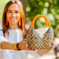 Bolso de Palma Natural Tetera ( Gris-Naranja)