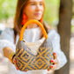 Bolso de Palma Natural Tetera ( Gris-Naranja)