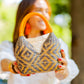 Bolso de Palma Natural Tetera ( Gris-Naranja)