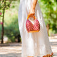 Bolso de Palma Natural Tetera ( Burdeos-Naranja)