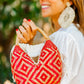 Bolso de Palma Natural Tetera ( Rojo-Natural)