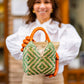 Bolso de Palma Natural Tetera ( Verde-Naranja) - Mamen Aceña