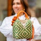 Bolso de Palma Natural Tetera ( Verde-Naranja) - Mamen Aceña