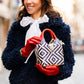 Bolso de Palma Natural Tetera ( Marino- Rojo) - Mamen Aceña