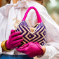 Bolso de Palma Natural Tetera ( Morado-Fucsia) - Mamen Aceña