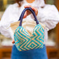 Bolso de Palma Natural Tetera ( Turquesa-Azul) - Mamen Aceña