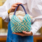 Bolso de Palma Natural Tetera ( Turquesa-Azul) - Mamen Aceña