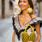 Bolso de Palma Natural Tetera ( Amarillo-Negro) - Mamen Aceña