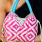 Bolso de Palma Natural Tetera ( Fucsia-Turquesa) - Mamen Aceña