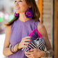Bolso de Palma Natural Tetera ( Morado-Fucsia) - Mamen Aceña