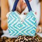 Bolso de Palma Natural Tetera ( Turquesa-Azul) - Mamen Aceña