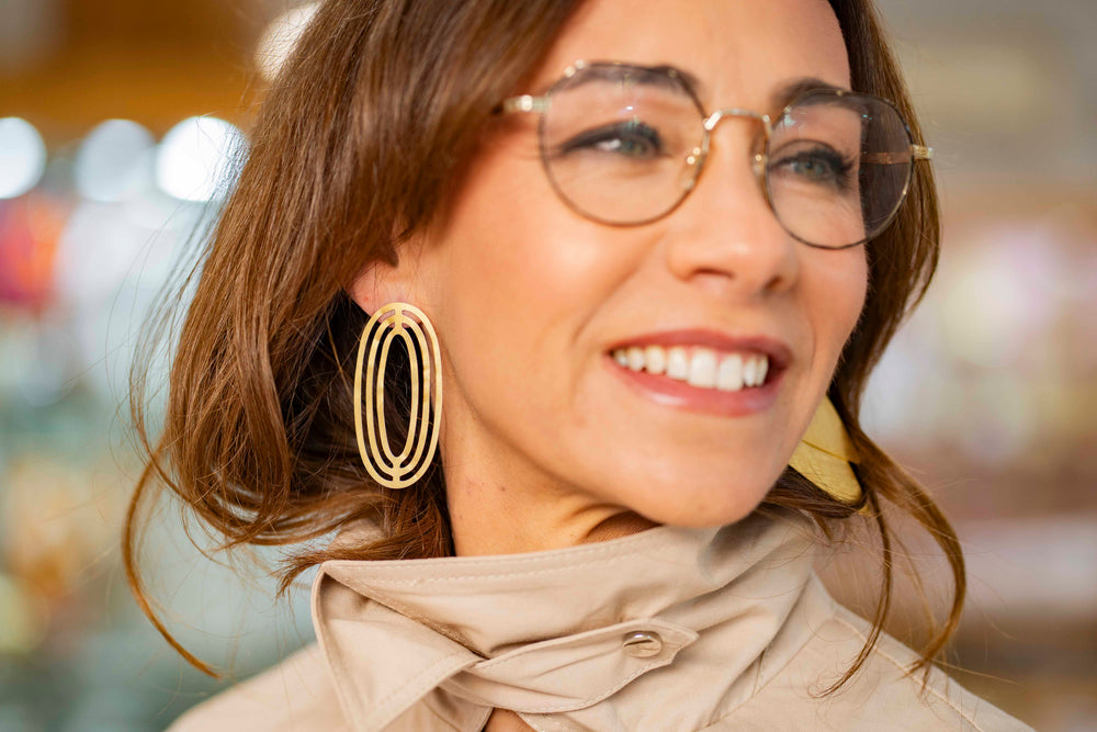 Pendientes Striped Oval - Mamen Aceña