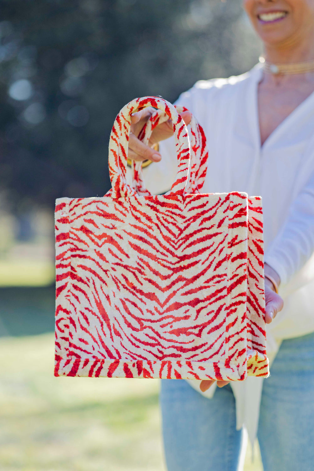 Bolso Shopper Animal Print Rojo - Mamen Aceña