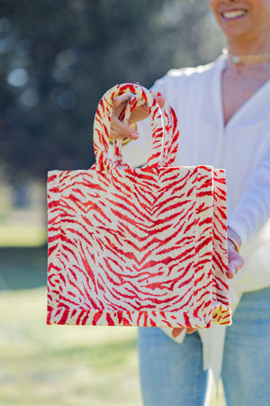 Bolso Shopper Animal Print Rojo - Mamen Aceña