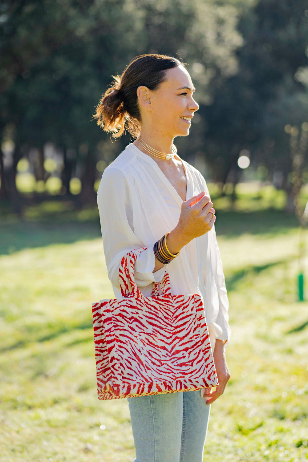 Bolso Shopper Animal Print Rojo - Mamen Aceña