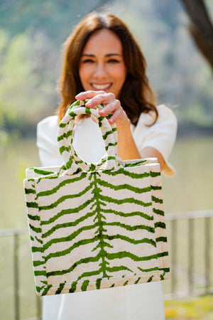 Bolso Shopper Animal Print Verde - Mamen Aceña