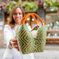 Bolso de Palma Natural Tetera ( Verde-Naranja)