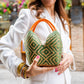 Bolso de Palma Natural Tetera ( Verde-Naranja)
