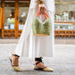 Bolso de Palma Natural Tetera ( Verde-Naranja)
